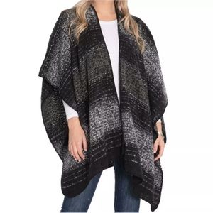 NWT Woolrich Cozy Oversized Striped Poncho Scarf Wrap Blanket Shawl